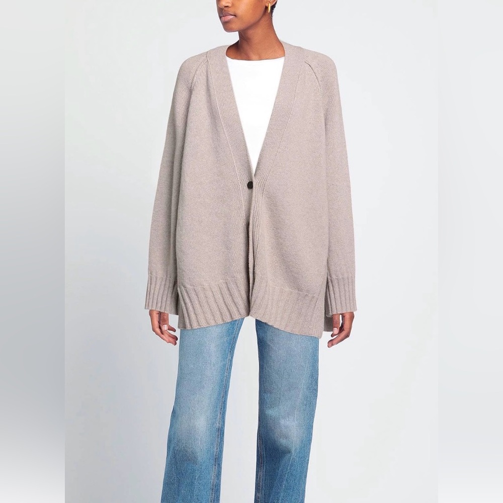 Isabel Benenato 50% Cashmere 50% Wool made in Italy Taupe Beige Cardigan